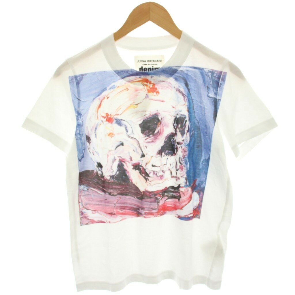 【中古】ジュンヤワタナベ JUNYA WATANABE DENIM AD2020 Tシャツ カットソー 半袖 スカルプリント M 白..