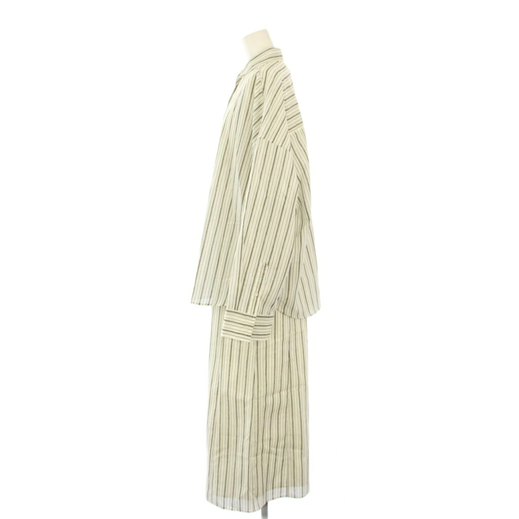 【中古】ミラオーウェン Mila Owen 24SS オーバーシアーシャツIラインワンピSET セットアップ ブラウス 長袖 レギュラーカラー ワンピース マキシ ロング ノースリーブ ストライプ柄 バイカラー 0 白 ホワイト 黒 ブラック 09WFO242007 vectorpremium-18830512 ブランド古着ベクトルプレミアム店 サンプル画像2