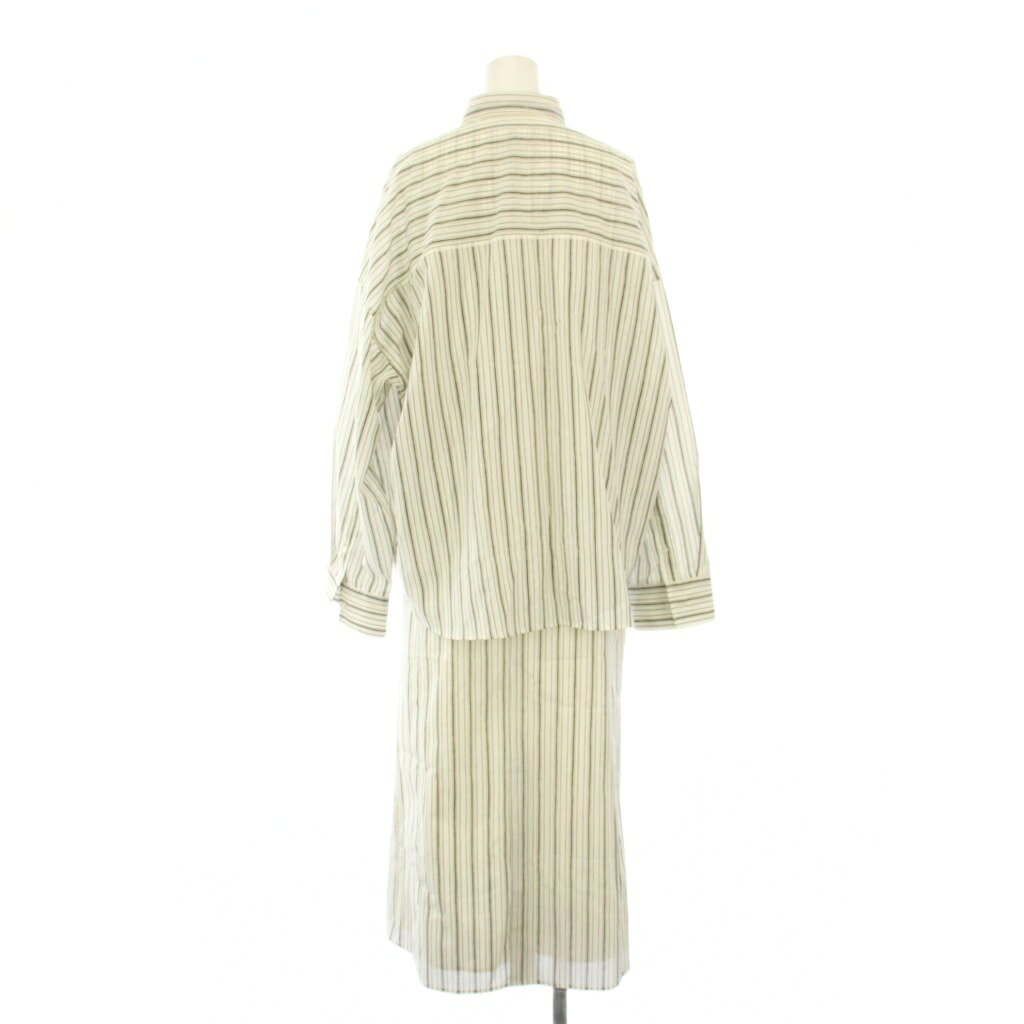 【中古】ミラオーウェン Mila Owen 24SS オーバーシアーシャツIラインワンピSET セットアップ ブラウス 長袖 レギュラーカラー ワンピース マキシ ロング ノースリーブ ストライプ柄 バイカラー 0 白 ホワイト 黒 ブラック 09WFO242007 vectorpremium-18830512 ブランド古着ベクトルプレミアム店 サンプル画像3