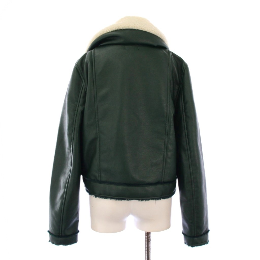 【中古】リーバイス Levi's ライダースジャケット フェイクレザー フェイクファー アウター ショート丈 ジップアップ M 緑 グリーン /BB レディース 【ベクトル 古着】 251011