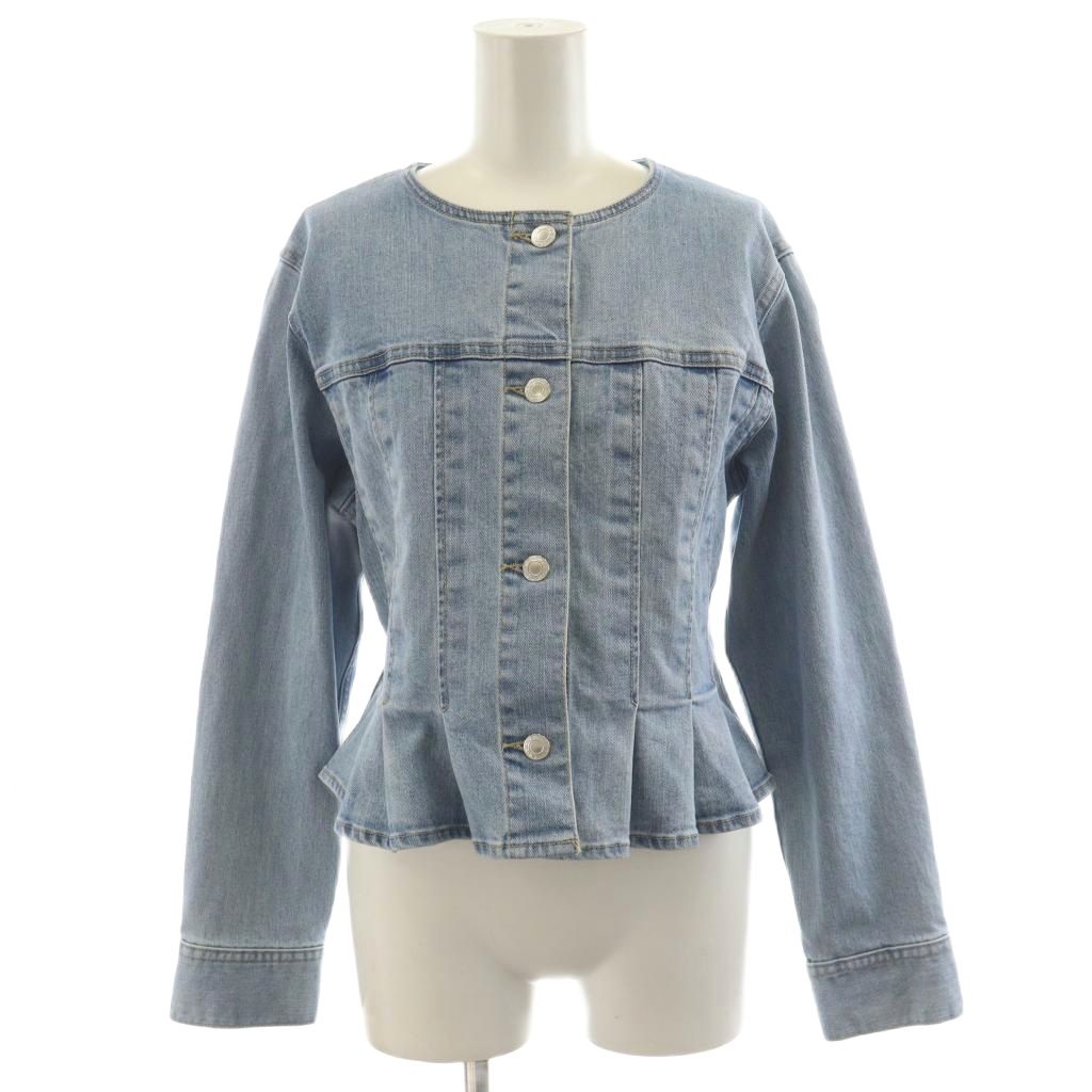 【中古】アナイ ANAYI 25SS ストレッチデニムノーカラー ジャケット デニムジャケット ジージャン Gジャン フリル 36 水色 ライトブルー 10251710040 /AN46 レディース 【ベクトル 古着】 251014