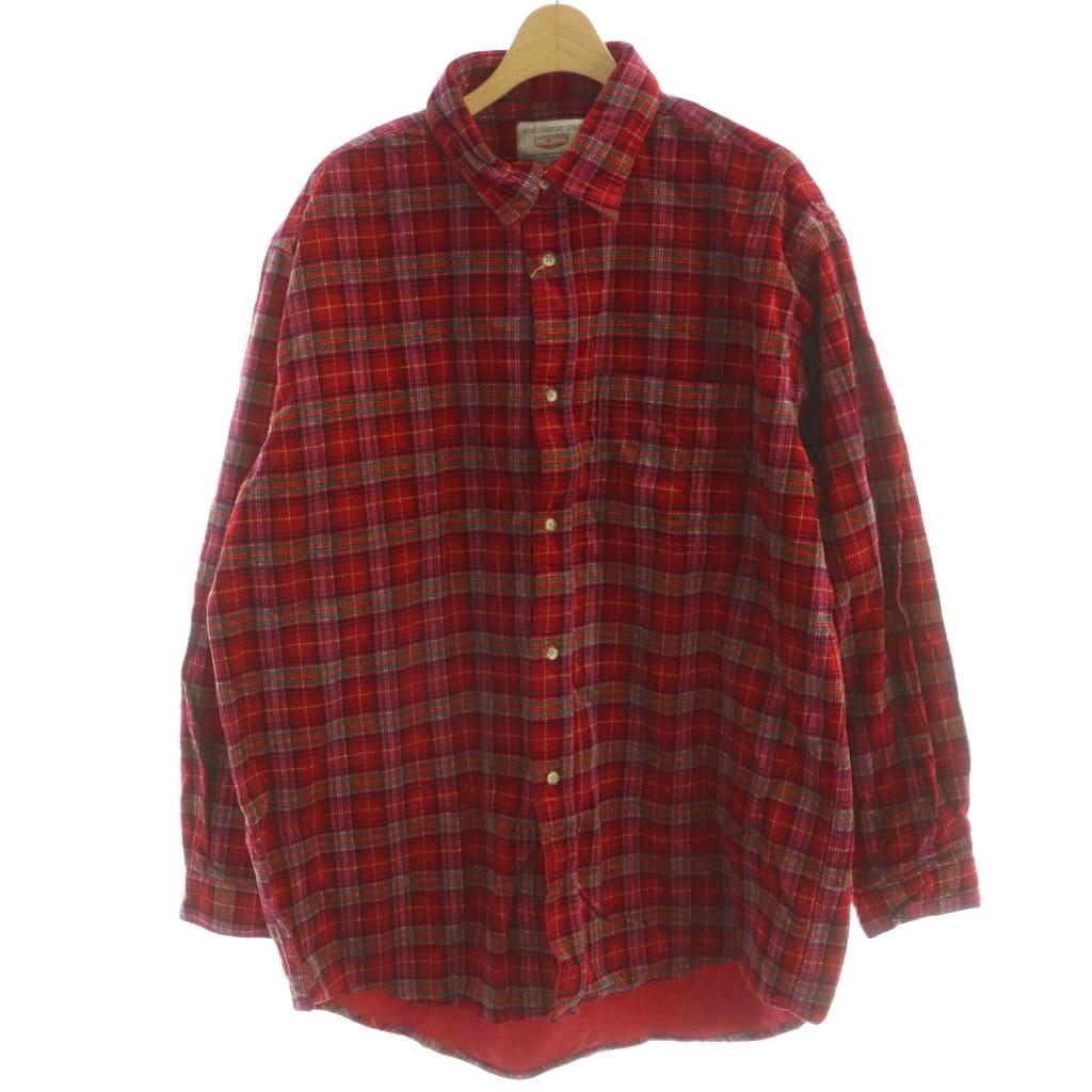 【中古】未使用品 ビッグジョン Big John ネルシャツ カジュアルシャツ チェック コーデュロイ 長袖 3L..