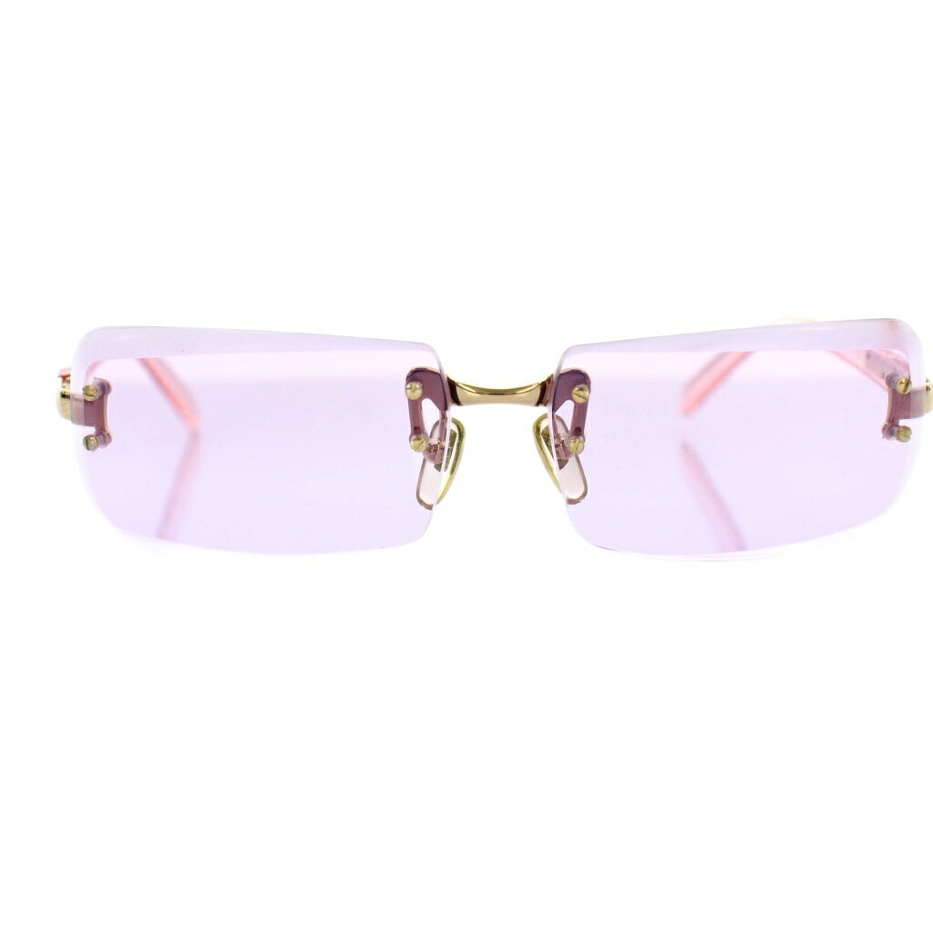 【中古】ヴェルサーチ ヴェルサーチェ VERSACE サングラス 眼鏡 アイウェア リムレス スクエア カラーレンズ ピンク X81 /KU メンズ レディース 【ベクトル 古着】 251023