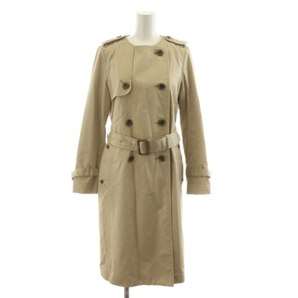 【中古】スローブ イエナ SLOBE IENA ノーカラートレンチコート ロング ベルト付き 38 ベージュ 19020912701010 /RR レディース 【ベクトル 古着】 251024(4)