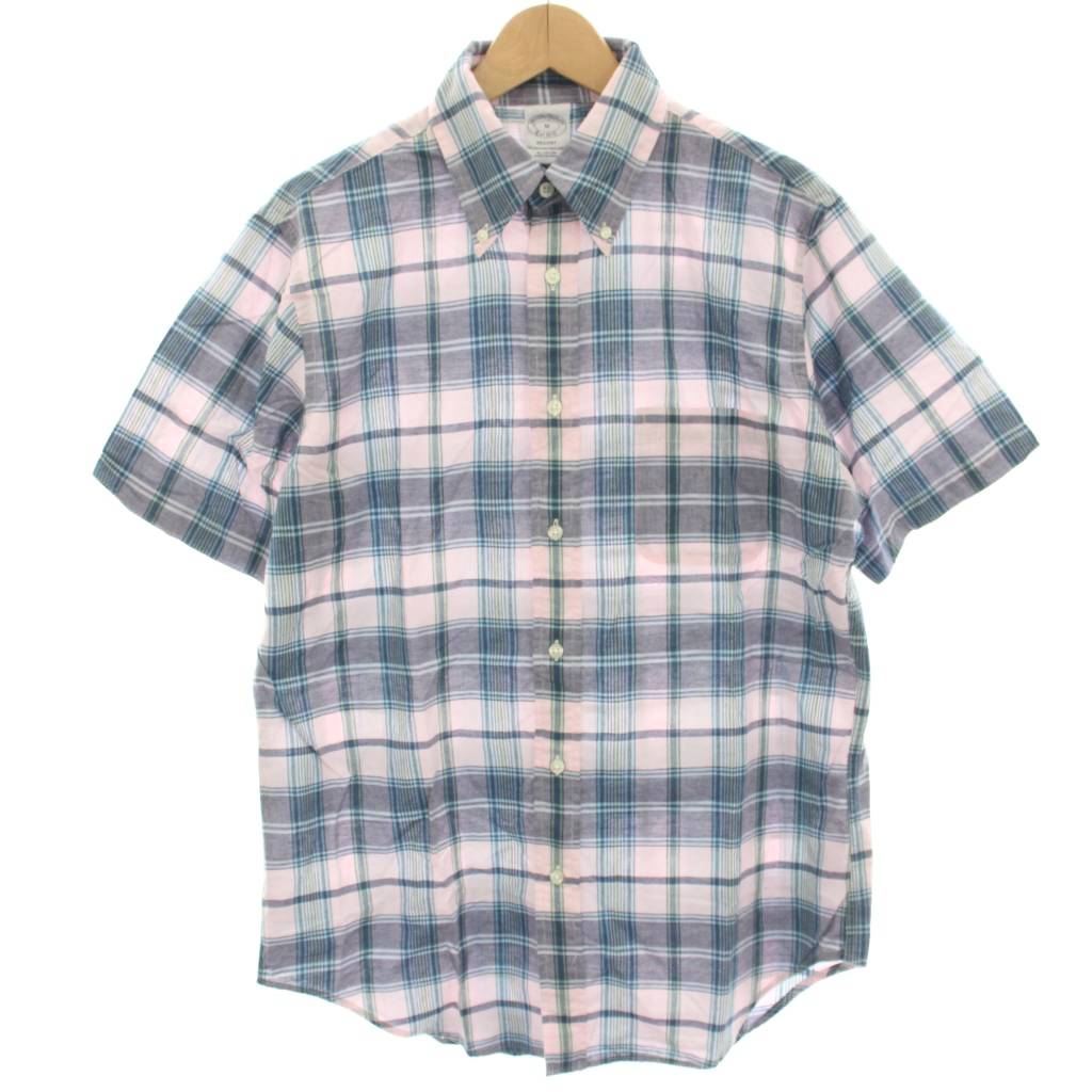 【中古】ブルックスブラザーズ BROOKS BROTHERS ボタンダウンシャツ カジュアルシャツ 半袖 チェック M ピンク 青 ブルー 100134395 /HN メンズ 【ベクトル 古着】 251114