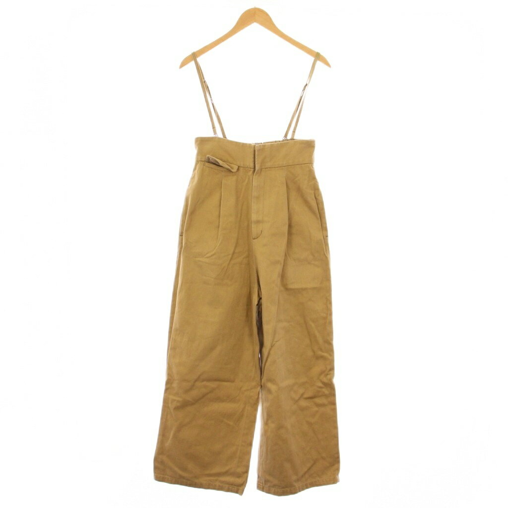 【中古】パラスパレス Pallas Palace サロペット ワイドパンツ タック ジップフライ 無地 2 ベージュ /BB レディース 【ベクトル 古着】 251024