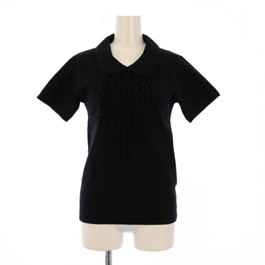 【中古】コムデギャルソンシャツ COMME des GARCONS SHIRT ポロシャツ 半袖 丸襟 ストレッチ フリル ワンカラー XS 黒 ブラック /BB レディース 【ベクトル 古着】 251028