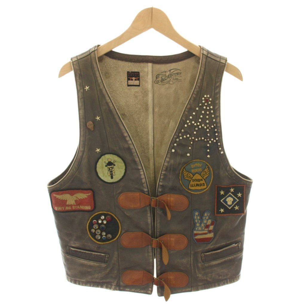 【中古】キャピタル kapital ジプシーライダー gypsy rider レザーベスト 前開き アウター ホースレザ..