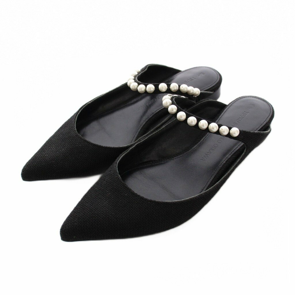 【中古】ツル バイ マリコオイカワ TSURU by Mariko Oikawa パールストラップ付き ミュール パンプス ..