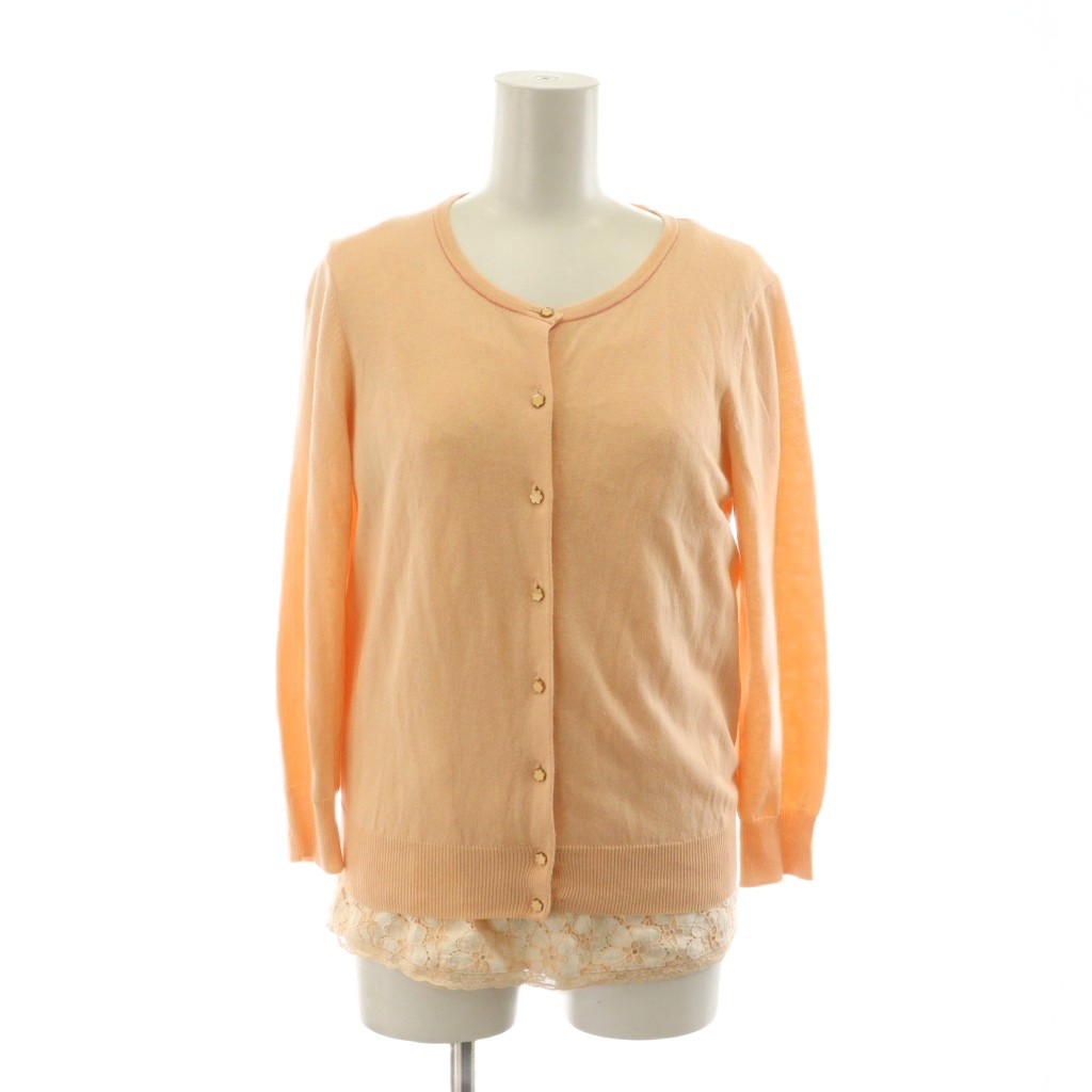 【中古】組曲 クミキョク KUMIKYOKU アンサンブル カーディガン 長袖 ブラウス シャツ 半袖 2 オレンジ レース /RR レディース 【ベクトル 古着】 251201