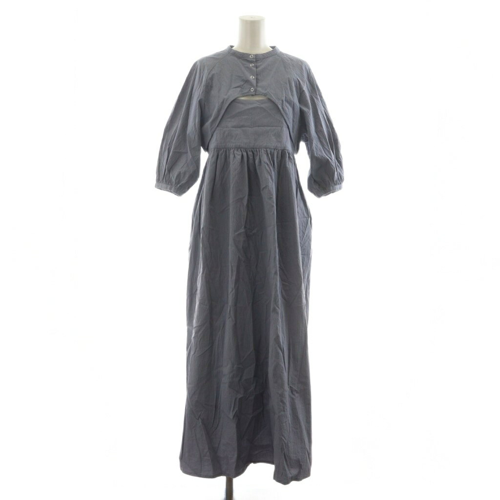 【中古】ケイビーエフ KBF アーバンリサーチ 24SS パフスリーブセパレートワンピース セットアップ キャミソールワンピース ロング 長袖 One 青 ブルー KB45 26V300 /RR レディース 【ベクトル 古着】 251126