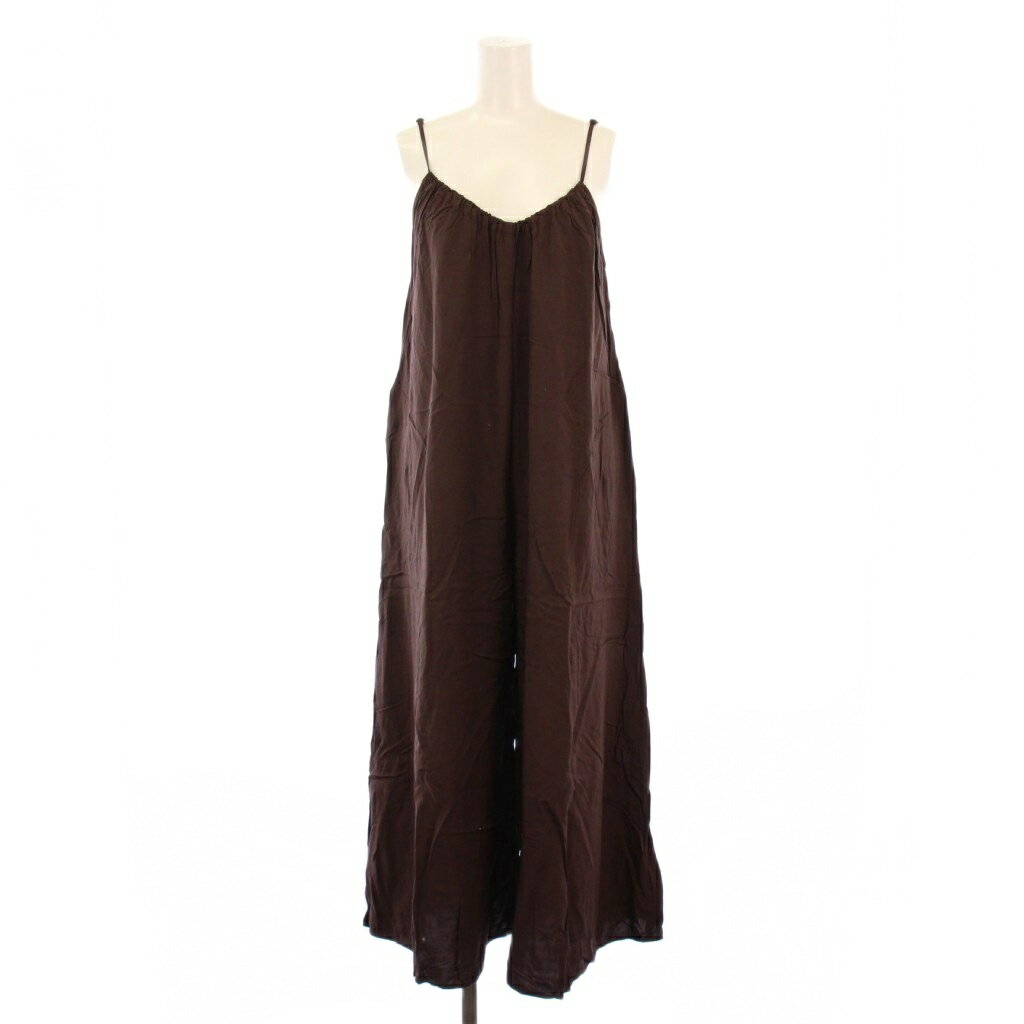 【中古】タイサ TYSA CAMI ALL IN ONE キャミオールインワン ワイドパンツ Vネック ストレッチ 無地 F 茶 ブラウン /BB レディース 【ベクトル 古着】 251122