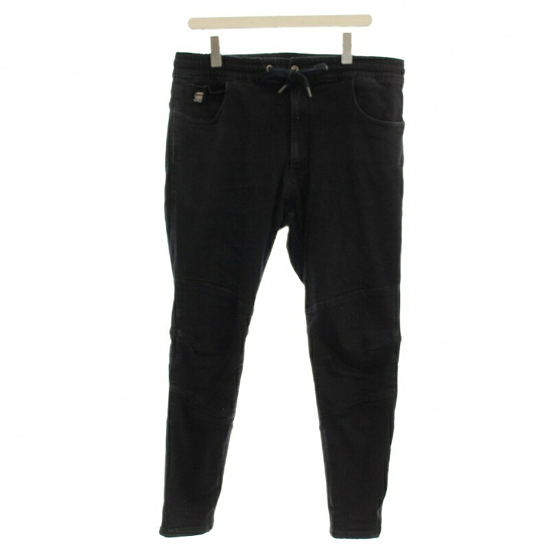 【中古】ジースターロウ G-Star RAW デニムパンツ ジョグパンツ すそリブ切替 33 黒 ブラック /☆G メンズ 【ベクトル 古着】 251205