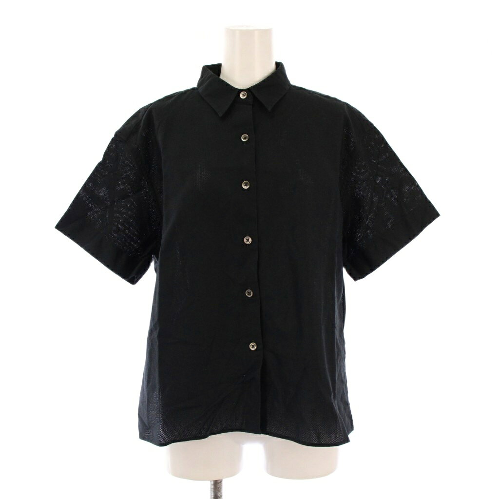 【中古】マーガレットハウエル MARGARET HOWELL シャツ ブラウス 半袖 レギュラーカラー 無地 ワンカラー 1 黒 ブラック /BB レディース 【ベクトル 古着】 251203(4.0)