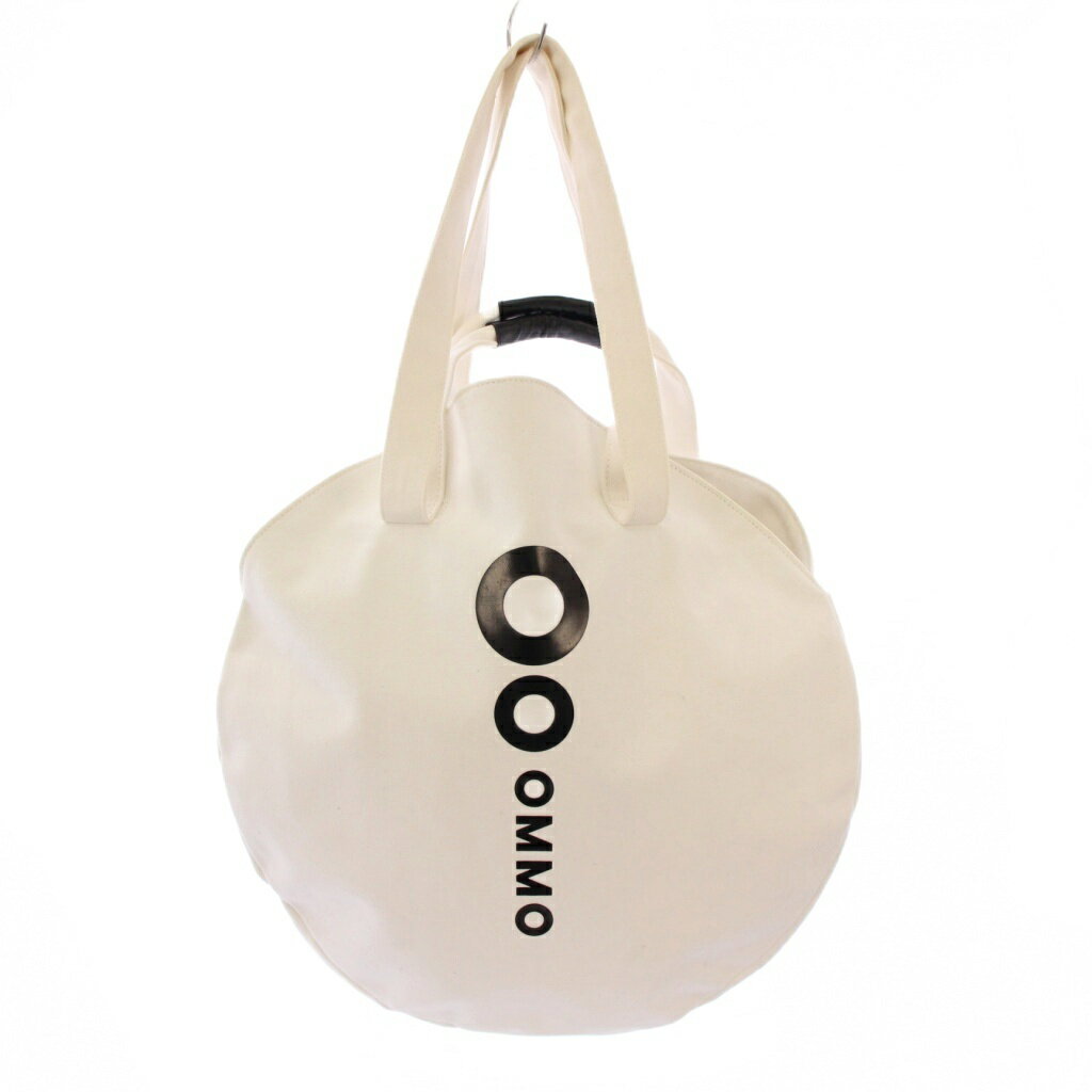 樂天商城 - 【中古】オーエムエムオー OMMO LOGO CIRCLE TOTE ロゴサークルトートバッグ ハンドバッグ ダブルハンドル プリント バイカラー キャンバス 白 ホワイト 黒 ブラック /BB レディース 【ベクトル 古着】 251203