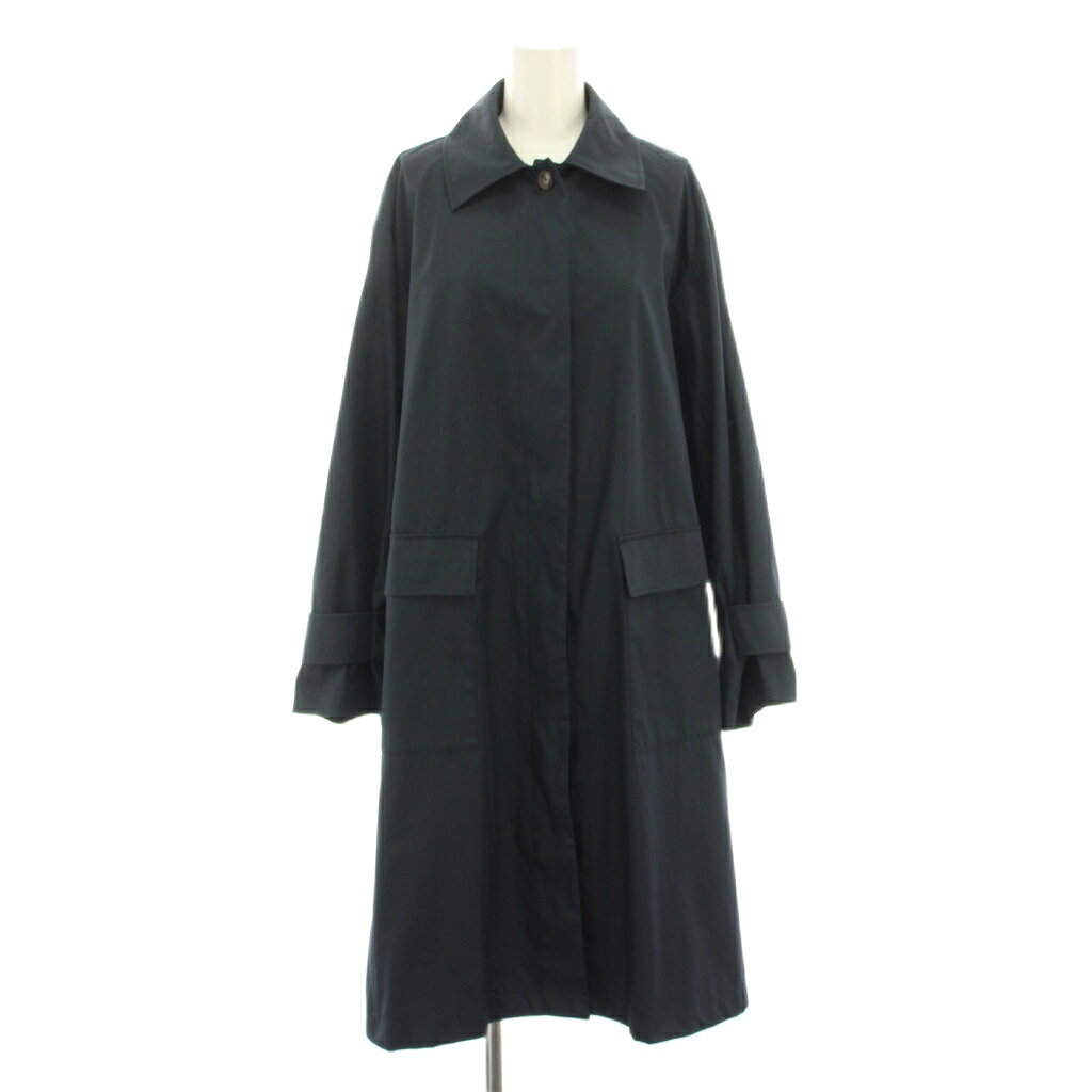 【中古】自由区 オンワード樫山 23SS リバーメモリー ステンカラーコート アウター ロング 38 紺 ネイビー CMWMSS0206 /YT レディース 【ベクトル 古着】 251216