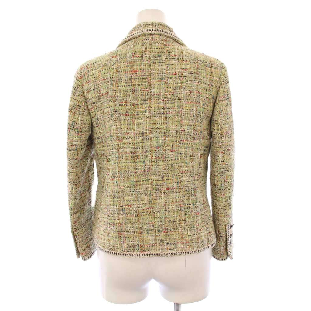 【中古】エトロ ETRO ツイードスーツ テーラードジャケット ひざ丈スカート 38 40 グリーン /KH レディース 【ベクトル 古着】 251225