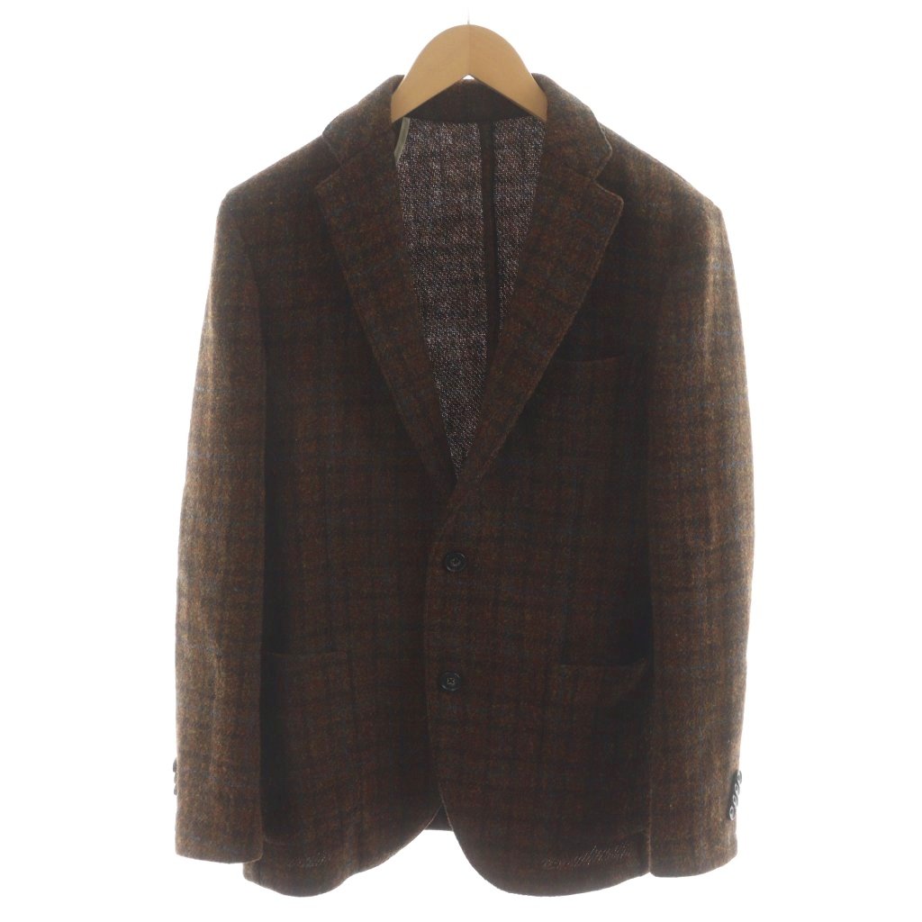 Papas ハリスツイード テーラードジャケット ブラウン系 Lサイズ PAPAS パパス × Harris Tweed ハリスツイード ウール テーラード