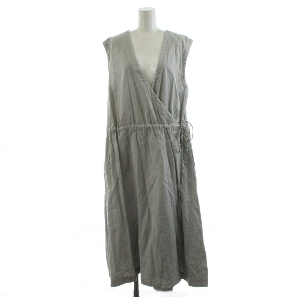 【中古】ネストローブ nest Robe ワンピース 麻 リネン F グレー ノースリーブ Vネック ドローストリングウエスト 01221-1152-1 /AN7 レディース 【ベクトル 古着】 260116