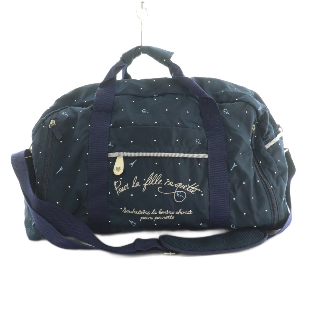 【中古】ポンポネット pomponette 2WAY ボストンバッグ ショルダーバッグ ドット 紺 /MI キッズ 【ベクトル 古着】 260117