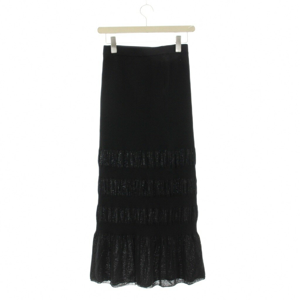 【中古】ミラオーウェン Mila Owen 25SS シアーニットファブリックスカート 0 黒 ロング丈 シャーリング /JP レディース 【ベクトル 古着】 260131 vectorpremium-18867449 ブランド古着ベクトルプレミアム店 サンプル画像2