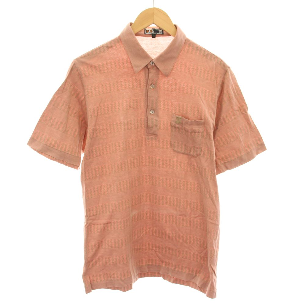 【中古】ダックス DAKS ポロシャツ 半袖 ヘリンボーン柄 ヴィンテージ L ピンク /Y...