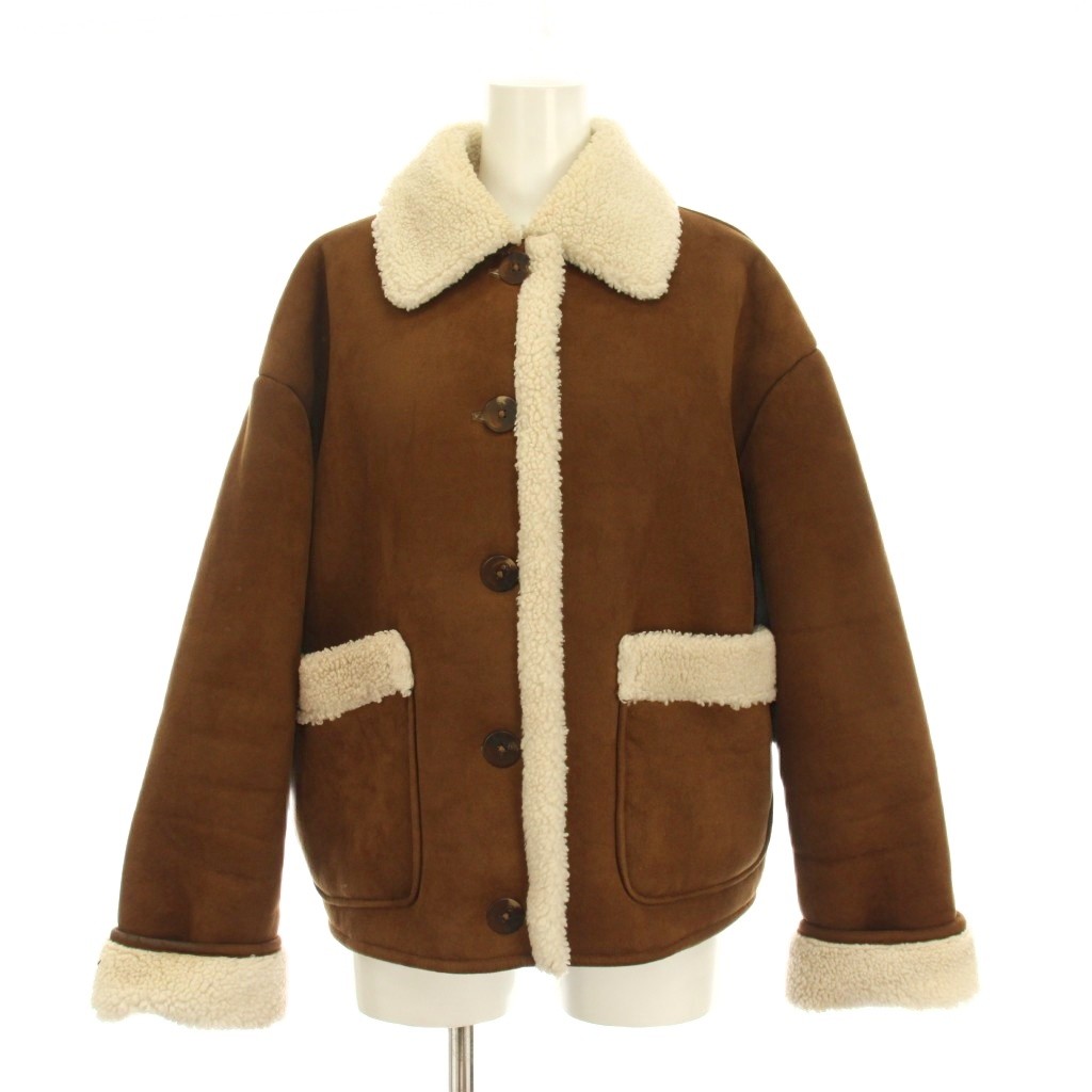 Rakuten - 【中古】ザラ ZARA エコムートンジャケット コート アウター S 茶色 ブラウン ボア襟 8741/237/751 /YM レディース 【ベクトル 古着】 260202