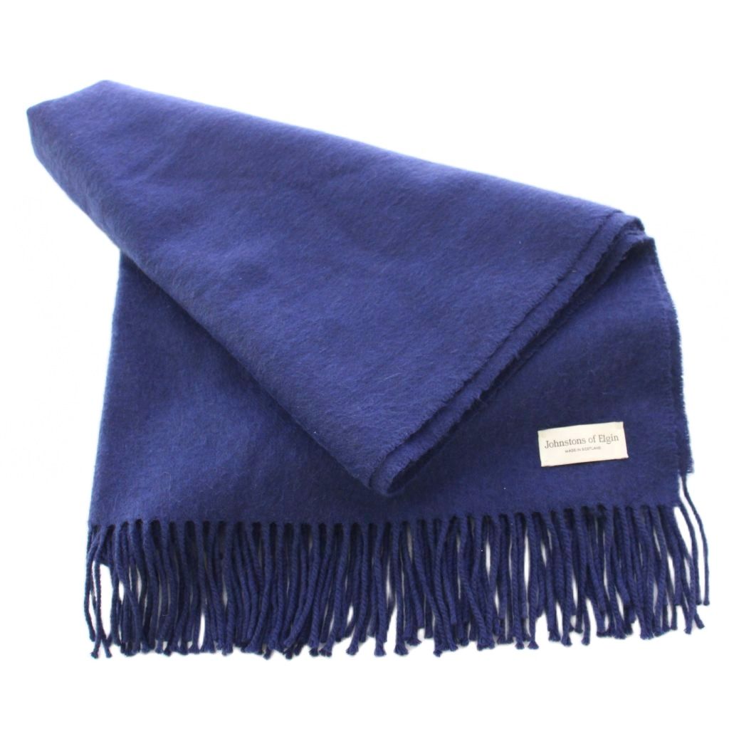 【中古】ジョンストンズオブエルガン Johnstons of Elgin マフラー フリンジ 無地 ワンカラー カシミヤ 190×70cm 紺 ネイビー /BB レディース 【ベクトル 古着】 260201