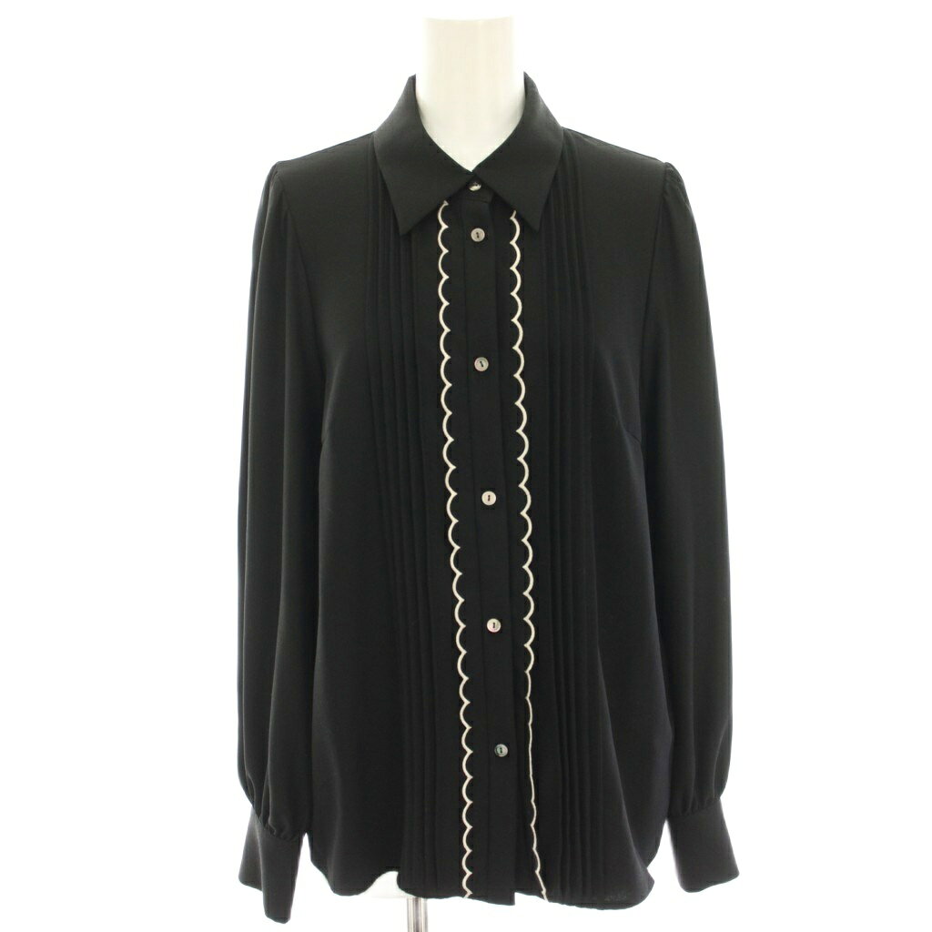Rakuten - 【中古】ジルスチュアート JILL STUART 24AW バイカラーピンタックブラウス シャツ S 黒 ブラック 長袖 スカラップトリム 092-4210027 /HN レディース 【ベクトル 古着】 260214