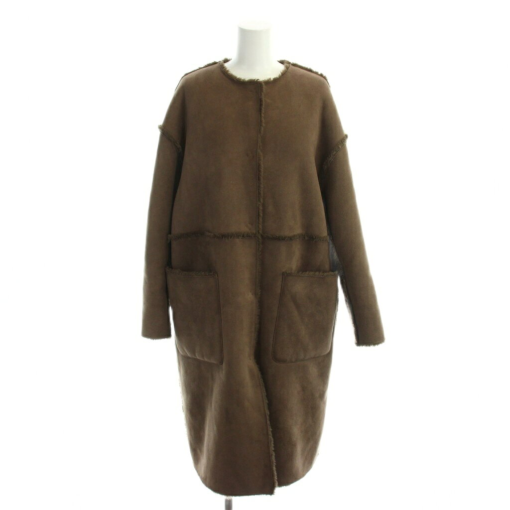 【中古】ミラオーウェン Mila Owen 19AW リバーシブルムートンコート 0 茶 ブラウン 長袖 ノーカラー パッチポケット /AP レディース 【ベクトル 古着】 260203 vectorpremium-18867534 ブランド古着ベクトルプレミアム店 パッケージ画像