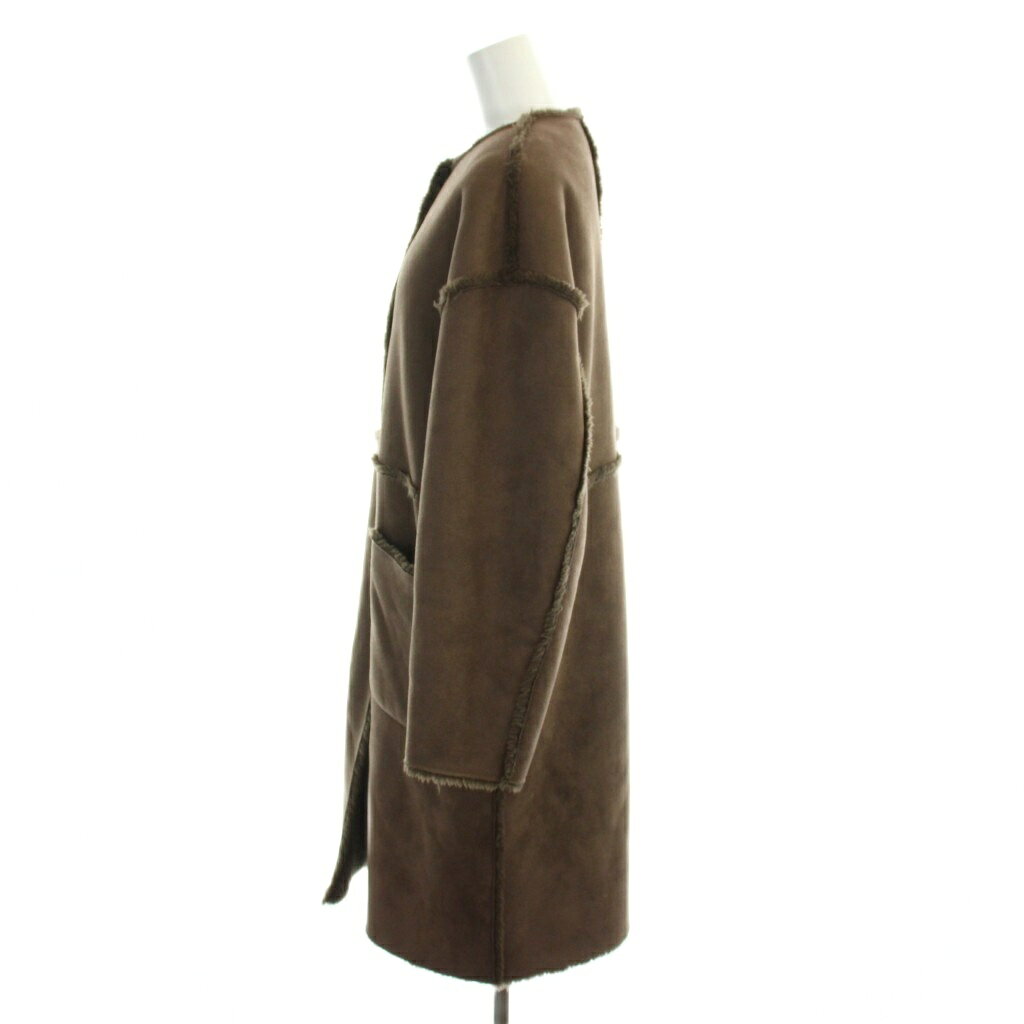 【中古】ミラオーウェン Mila Owen 19AW リバーシブルムートンコート 0 茶 ブラウン 長袖 ノーカラー パッチポケット /AP レディース 【ベクトル 古着】 260203 vectorpremium-18867534 ブランド古着ベクトルプレミアム店 サンプル画像3