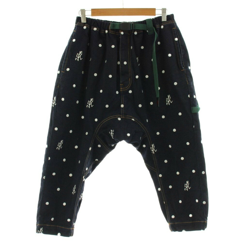 【中古】グラミチ GRAMICCI FRAPBOIS サルエルパンツ クロップド ジップフライ ドット柄 刺繍 1 紺 ネイビー /KU メンズ 【ベクトル 古着】 260205