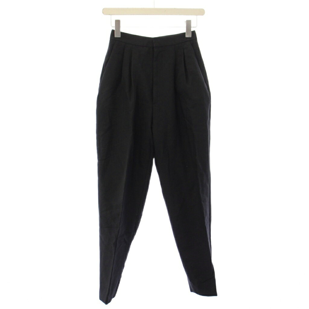 Capri Pants - 【中古】サンローラン パリ SAINT LAURENT PARIS テーパードパンツ スラックス タック ジップフライ ワンカラー ウール 無地 黒 ブラック /BB レディース 【ベクトル 古着】 260212