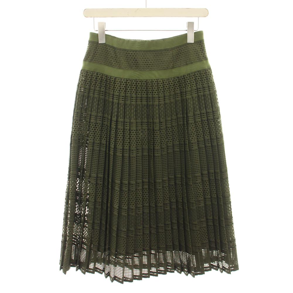 【中古】ヴィヴィアンタム VIVIENNE TAM スカート ロング プリーツ フレア メッシュ 38 緑 グリーン カーキ 08275621 /YT レディース 【ベクトル 古着】 260205