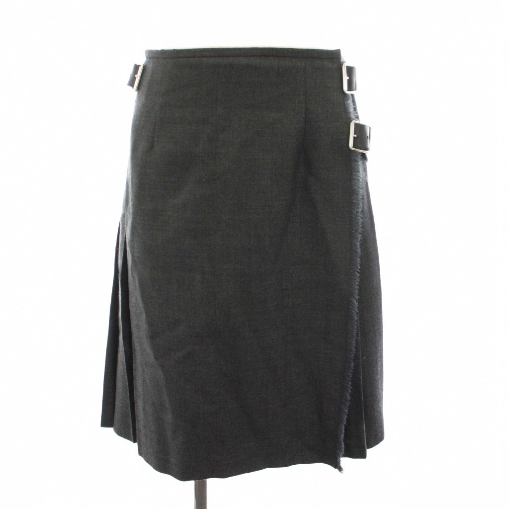 【中古】オニール オブ ダブリン O'NEIL OF DUBLIN ラップスカート 巻きスカート ひざ丈 フレア プリーツ ベルト I42 グレー /YT レディース 【ベクトル 古着】 260210