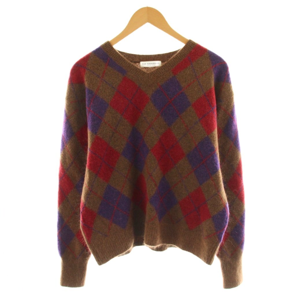 ����šۥ��󥾡��� Shinzone ARGYLE KNIT PULLOVER �˥å� �������� ������ F0 �� �֥饦�� ������������ V�ͥå� ��إ亮 ...