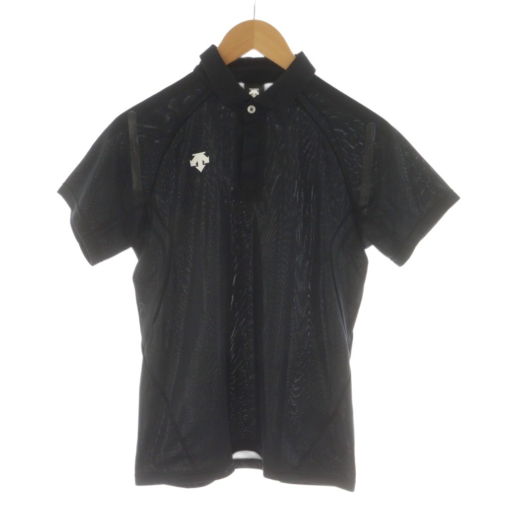 Polo Shirt - 【中古】デサント DESCENTE ポロシャツ SS 黒 ブラック ロゴ 半袖 /RR レディース 【ベクトル 古着】 260212
