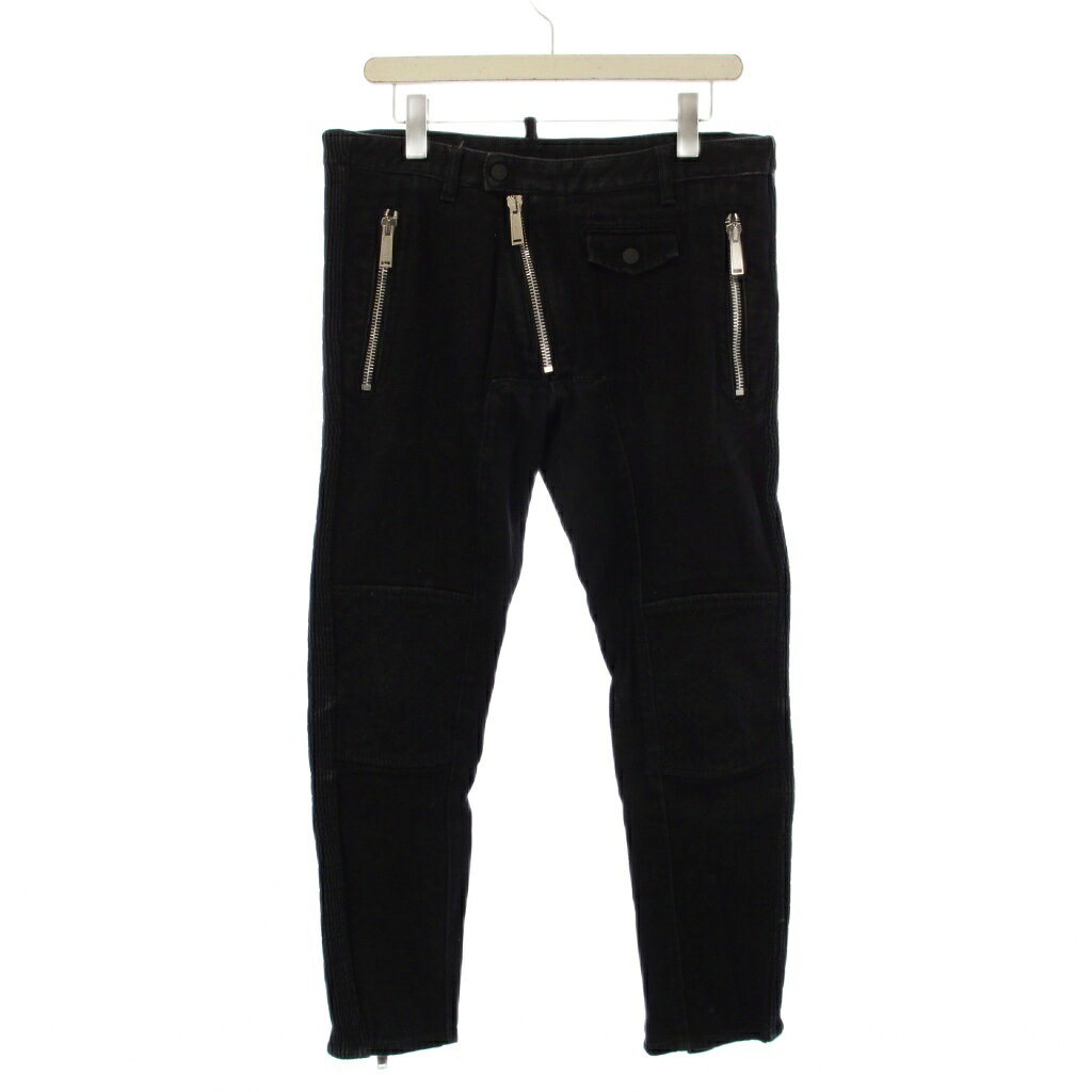 【中古】ディースクエアード DSQUARED2 18SS Leather Biker バイカー スキニーパンツ 50 黒 S71KB0069 /KH メンズ 【ベクトル 古着】 260216