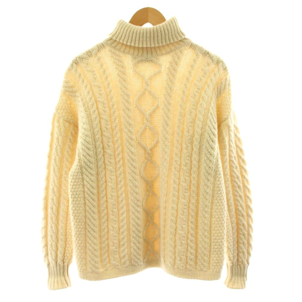 ガンジーウーレンズ Guernsey WOOLENS ケーブルニット セーター タートルネック 長袖 ウール M 白 ホワイト /KU メンズ  260220