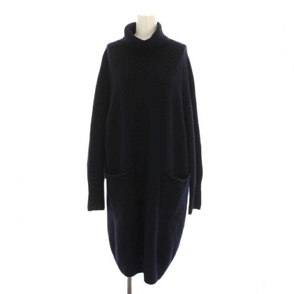 【中古】イエナ IENA ウールカシミヤハイネックチュニックプルオーバー ニット ワンピース 長袖 紺 ネイビー 21080900724030 /YM レデ..
