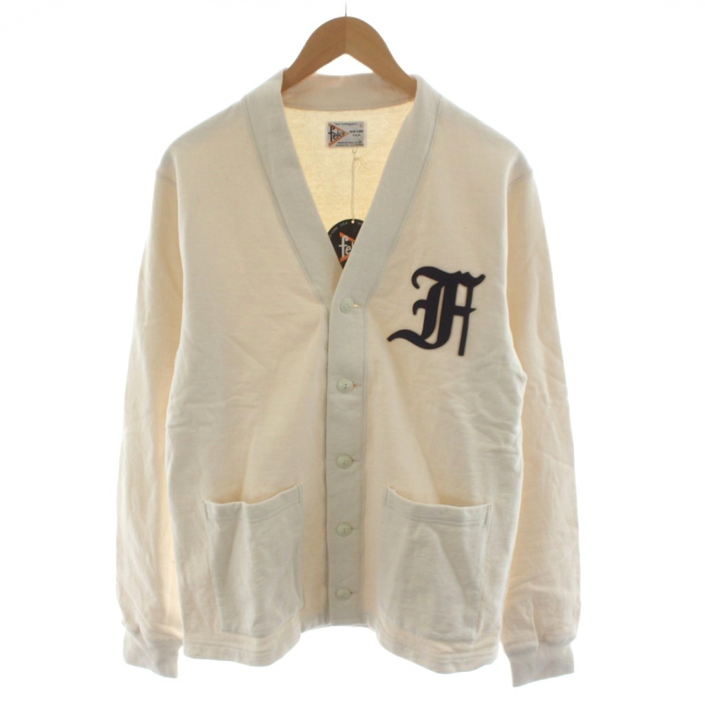 未使用品 フェルコ FELCO V.NECK BUTTON LETTERD CARDIGAN Vネックレタードカーディガン ロゴ L ベージュ 313904 /AN29 メンズ  260220