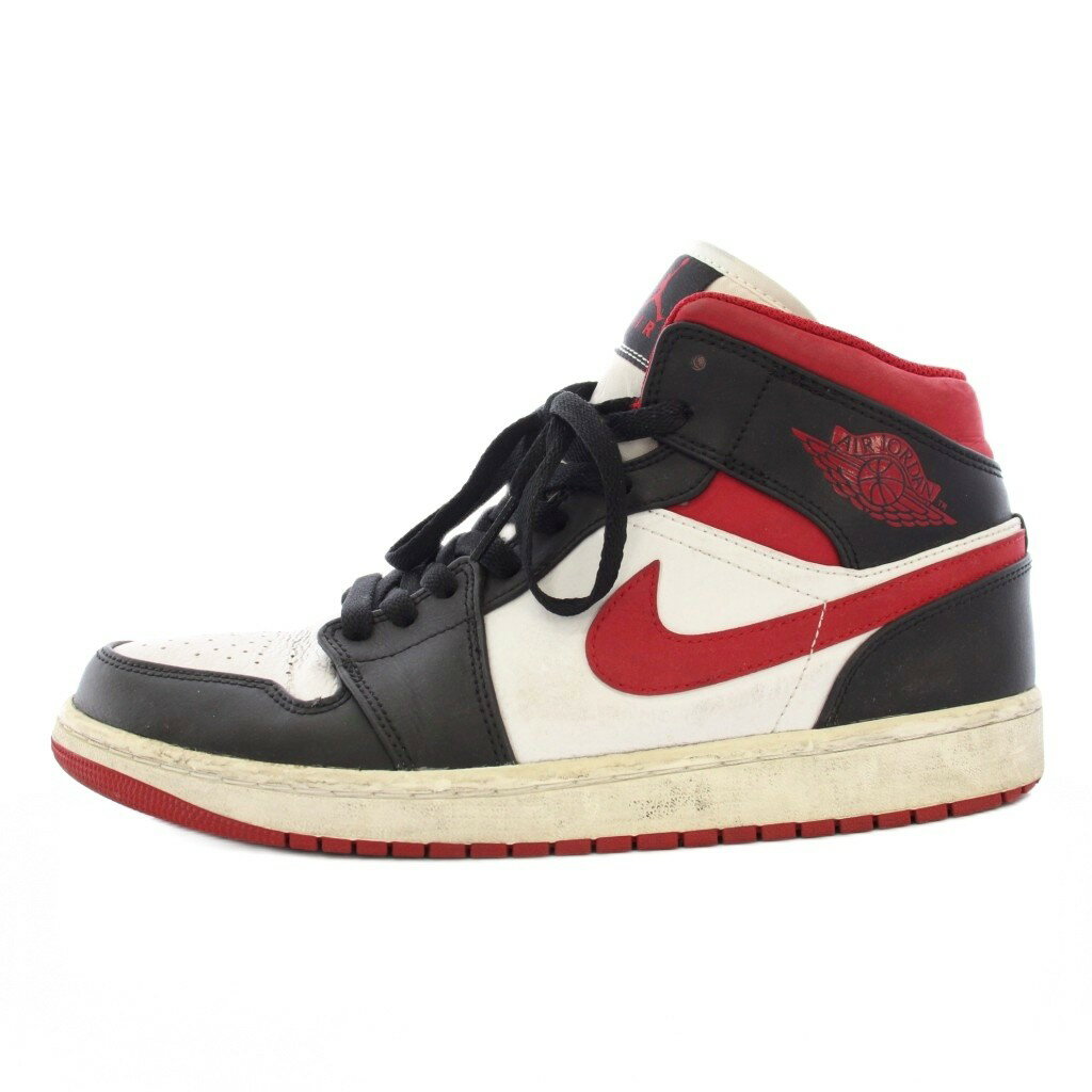 ナイキ NIKE Air Jordan 1 Mid White/Gym Red Black スニーカー ハイカット US10 白 赤 554724-122 /TK メンズ 260305