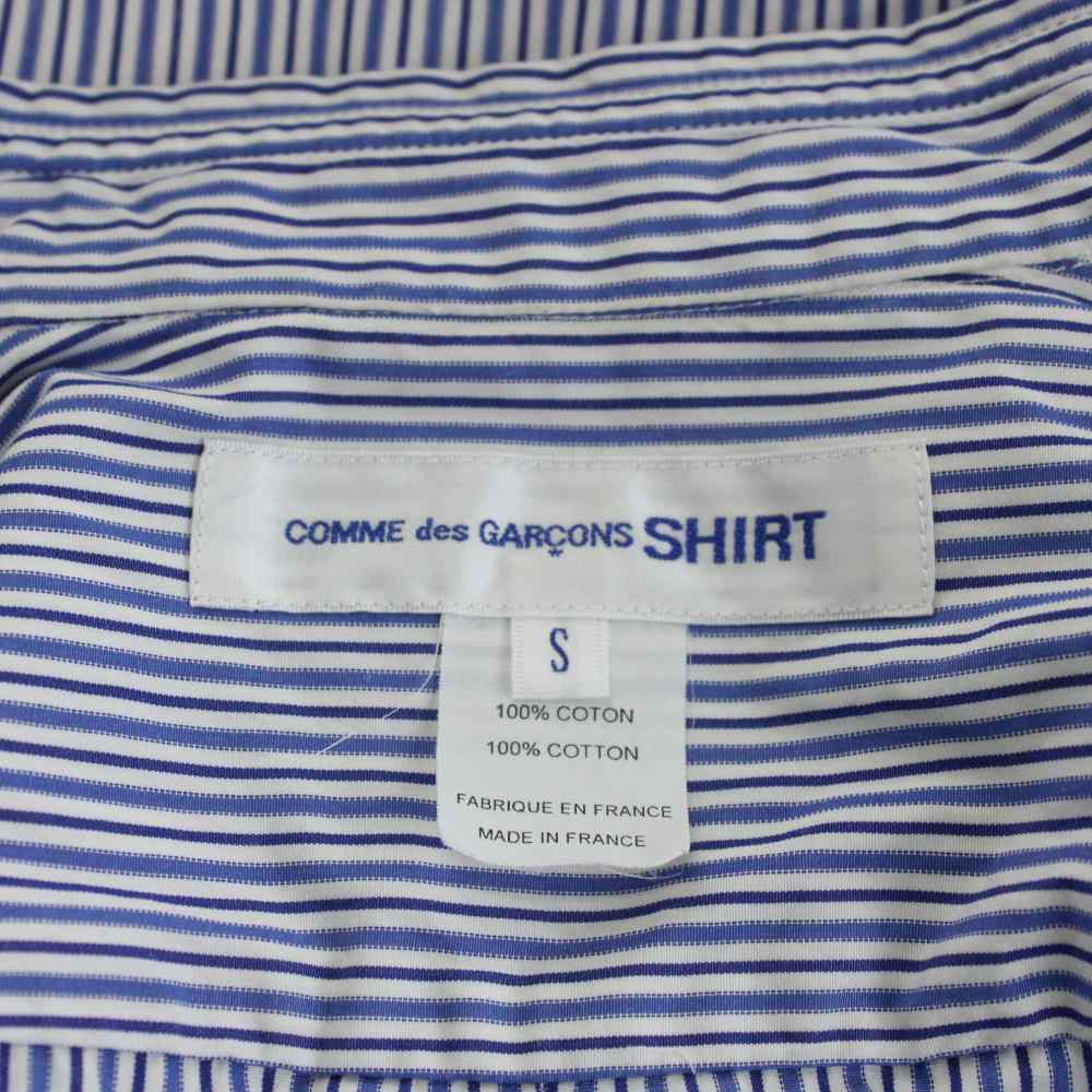 【中古】コムデギャルソンシャツ COMME des GARCONS SHIRT FOREVER WIDE CLASSIC シャツ 長袖 ストライプ柄 S 青 ブルー 白 ホワイト FZ-B115 /AN36 メンズ 【ベクトル 古着】 260224