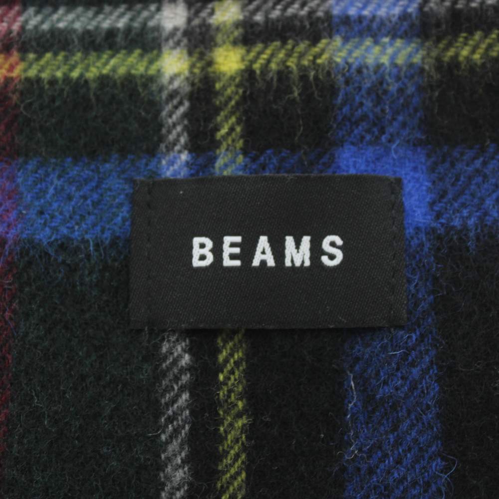 【中古】ビームス BEAMS マフラー フリンジ チェック柄 ウール マルチカラー ピンク 黒 ブラック 青 ブルー /AN32 レディース 【ベクトル 古着】 260310