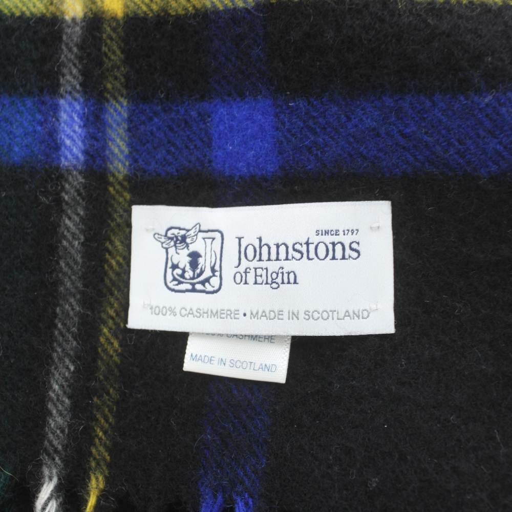 【中古】ジョンストンズオブエルガン Johnstons of Elgin マフラー フリンジ チェック柄 カシミヤ 赤 レッド 青 ブルー 緑 グリーン /AN5 レディース 【ベクトル 古着】 260302