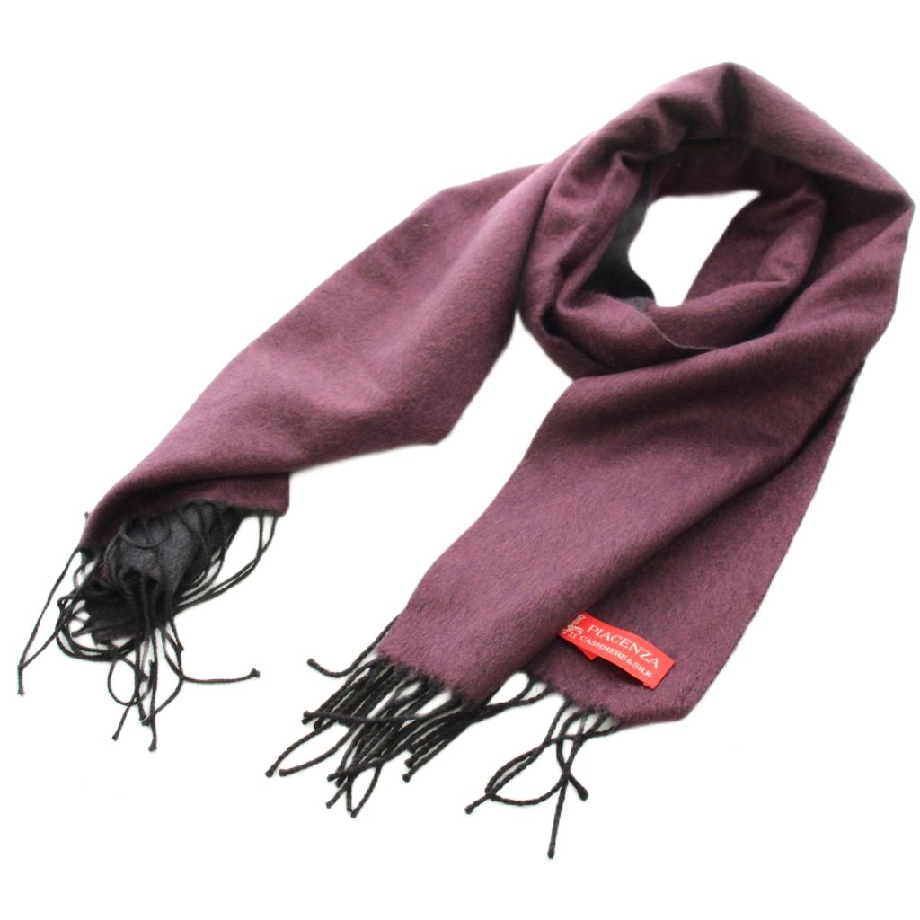 Cashmere - 【中古】ピアチェンツァ PIACENZA カシミア混シルク ストール マフラー フリンジ 紫 パープル グレー 118-35-0156 /KU メンズ 【ベクトル 古着】 260310