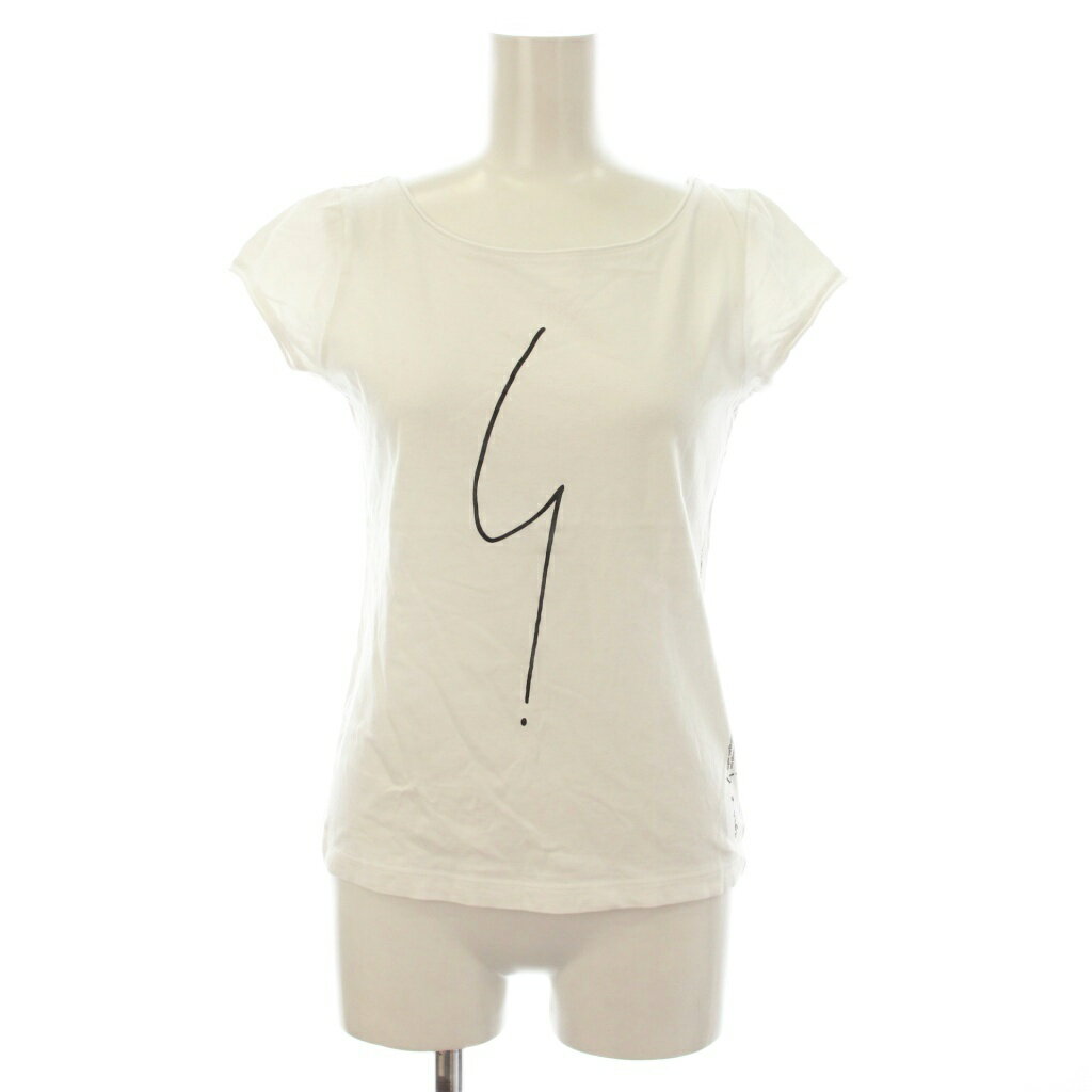 乐天商城 - 【中古】アニエスベー agnes b. Tシャツ T2 白 フレンチスリーブ ボートネック グラフィックプリント /JP レディース 【ベクトル 古着】 260307