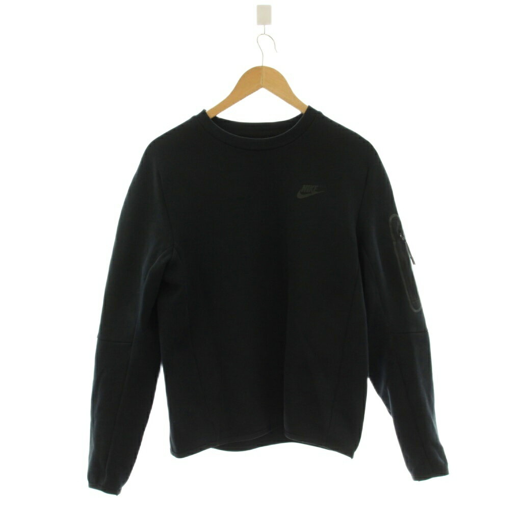 【中古】ナイキ NIKE テックフリース トレーナー S 黒 長袖 クルーネック ジッパーポケット /JP メンズ 【ベクトル 古着】 260310