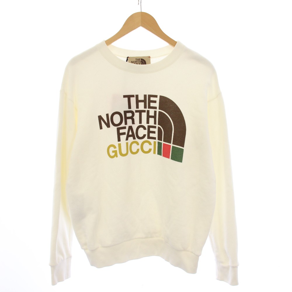 樂天商城 - 【中古】未使用品 ザノースフェイス THE NORTH FACE グッチ GUCCI 21SS コットンオーバーサイズスウェットシャツ Cotton Oversized Sweatshirt スウェット トレーナー クルーネック 長袖 ロゴプリント タグ付き XXS 白 ホワイト 617964 /YT レディース 【ベクトル 古着】 260
