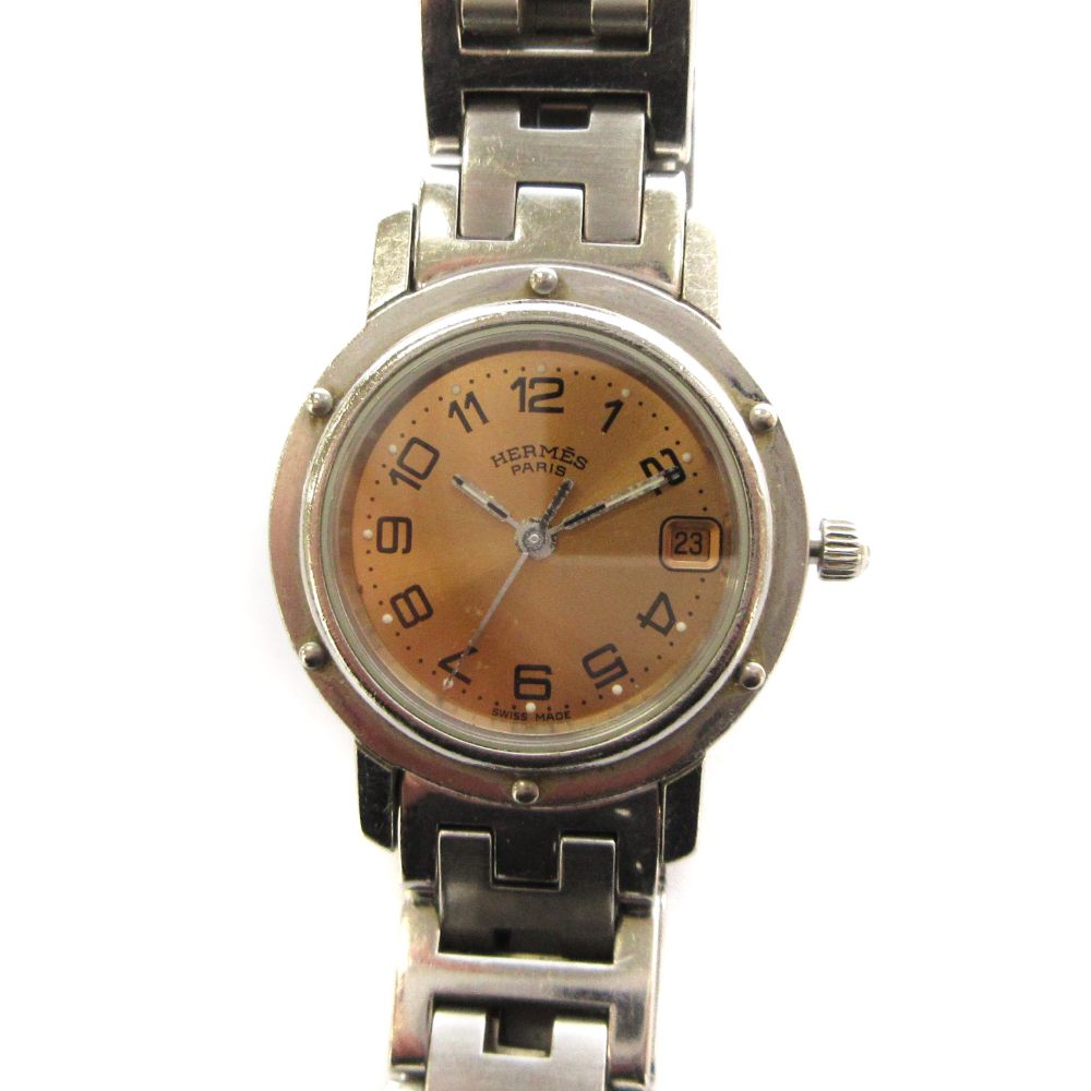 【中古】エルメス HERMES クリッパー 2000年代 腕時計 クォーツ アナログ 3針 ベージュ シルバー色 CL4 210 /AN66 ■OH レディース 【ベクトル 古着】 260423